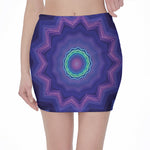 Purple And Blue Kaleidoscope Print Pencil Mini Skirt