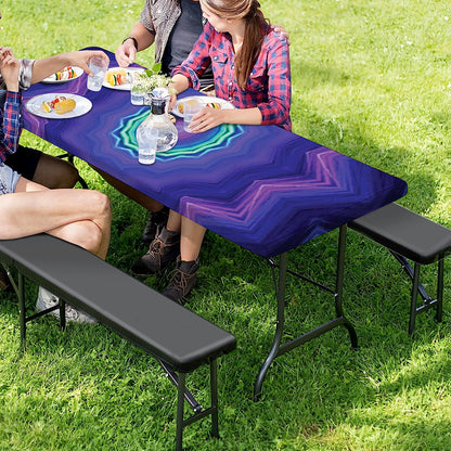 Purple And Blue Kaleidoscope Print Picnic Table Cover