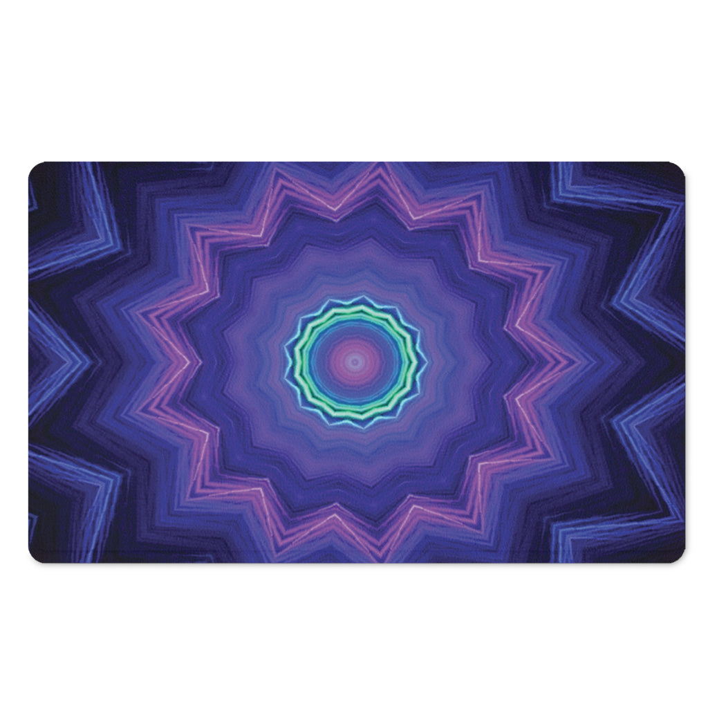 Purple And Blue Kaleidoscope Print Polyester Doormat