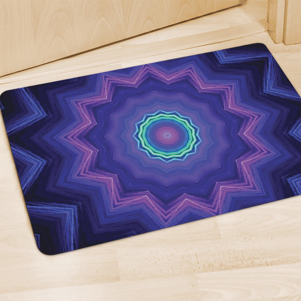 Purple And Blue Kaleidoscope Print Polyester Doormat