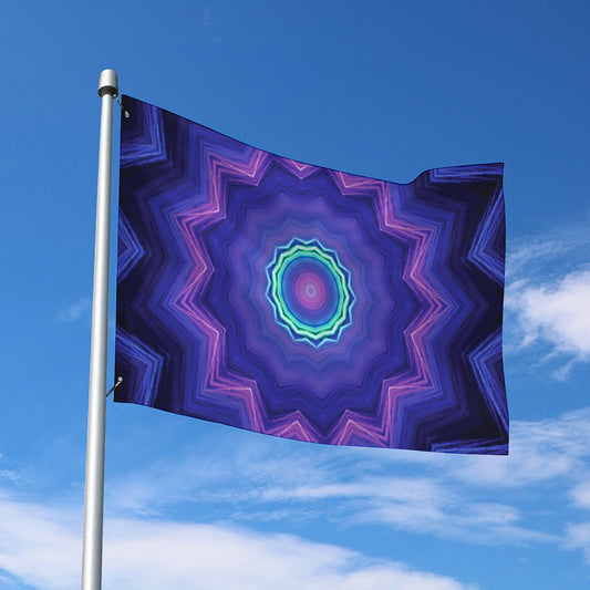 Purple And Blue Kaleidoscope Print Polyester Flag