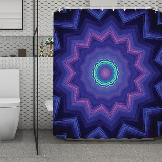 Purple And Blue Kaleidoscope Print Polyester Shower Curtain