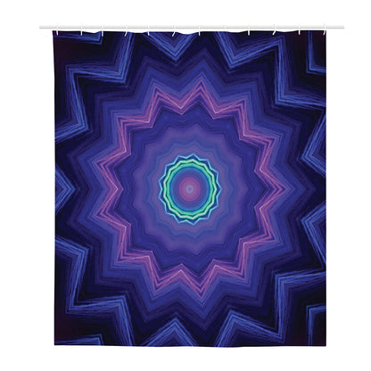 Purple And Blue Kaleidoscope Print Polyester Shower Curtain