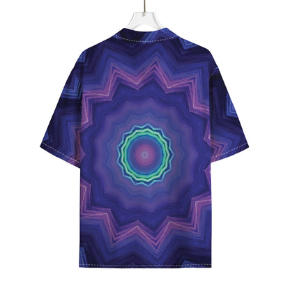 Purple And Blue Kaleidoscope Print Rayon Hawaiian Shirt