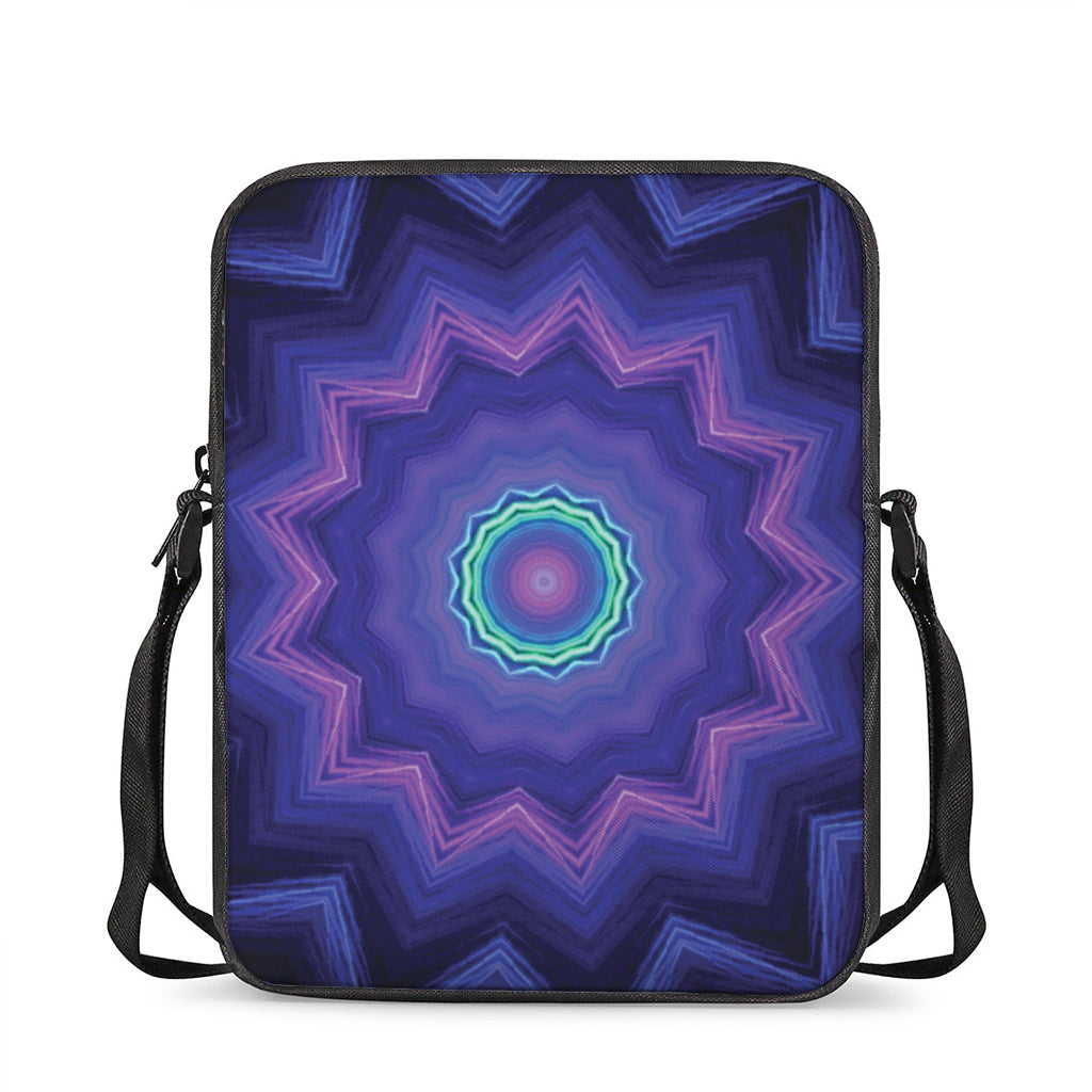 Purple And Blue Kaleidoscope Print Rectangular Crossbody Bag