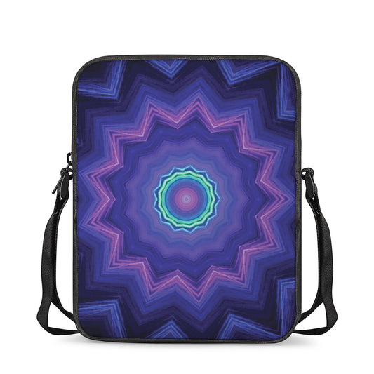 Purple And Blue Kaleidoscope Print Rectangular Crossbody Bag