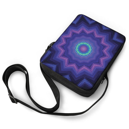 Purple And Blue Kaleidoscope Print Rectangular Crossbody Bag