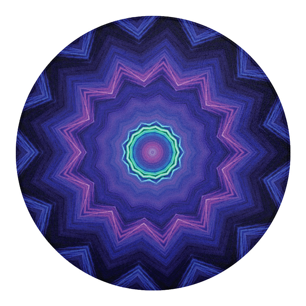 Purple And Blue Kaleidoscope Print Round Blanket