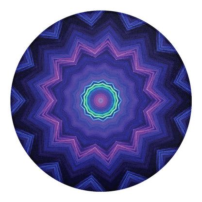 Purple And Blue Kaleidoscope Print Round Blanket