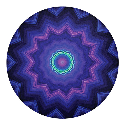 Purple And Blue Kaleidoscope Print Round Blanket