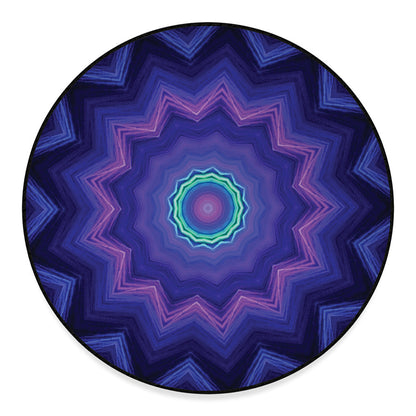 Purple And Blue Kaleidoscope Print Round Floor Mat