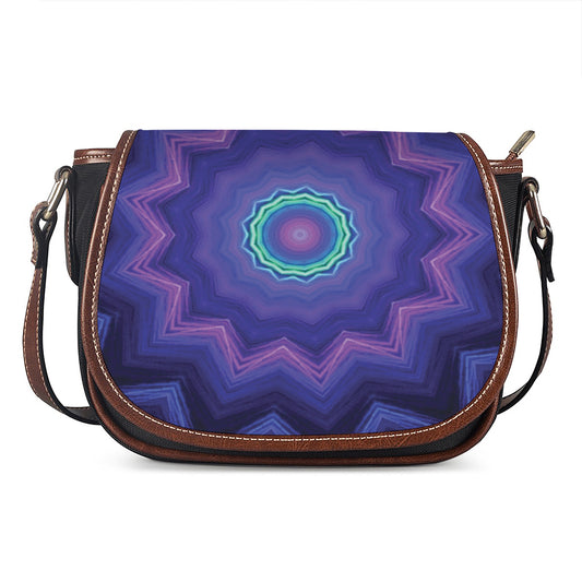 Purple And Blue Kaleidoscope Print Saddle Bag