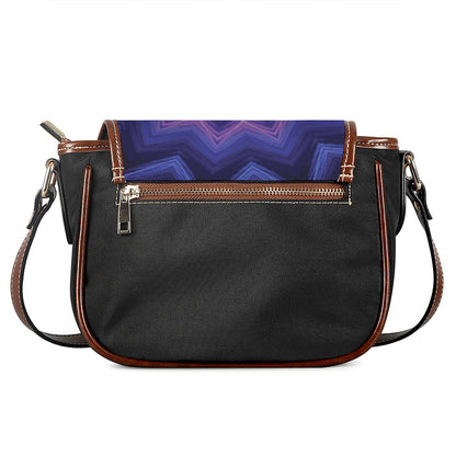 Purple And Blue Kaleidoscope Print Saddle Bag