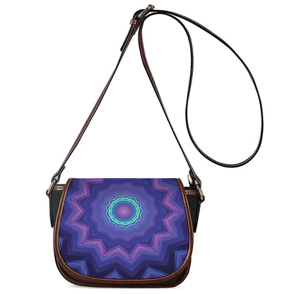 Purple And Blue Kaleidoscope Print Saddle Bag
