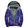 Purple And Blue Kaleidoscope Print Sherpa Lined Zip Up Hoodie