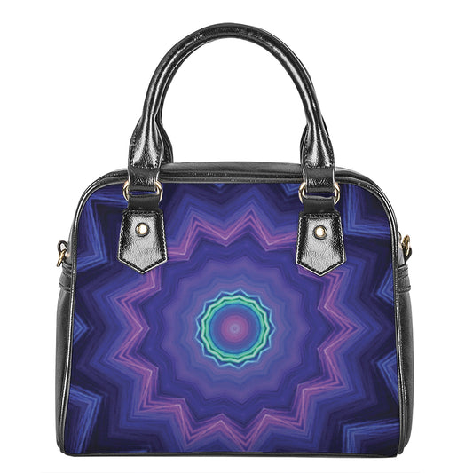 Purple And Blue Kaleidoscope Print Shoulder Handbag