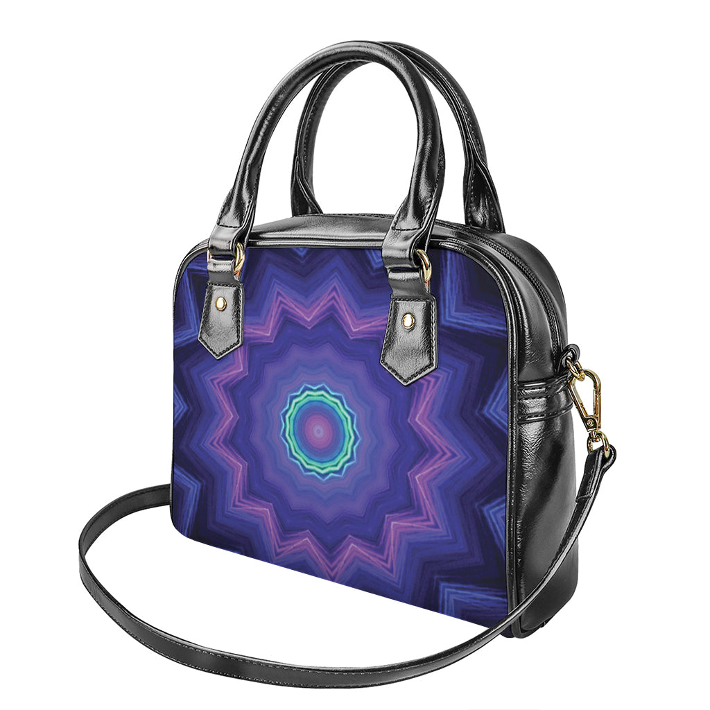 Purple And Blue Kaleidoscope Print Shoulder Handbag