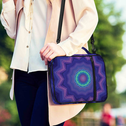 Purple And Blue Kaleidoscope Print Shoulder Strap Bible Bag