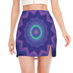 Purple And Blue Kaleidoscope Print Side Slit Mini Skirt