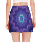 Purple And Blue Kaleidoscope Print Side Slit Mini Skirt