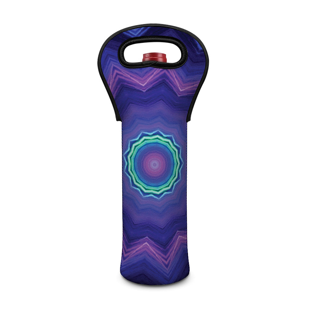 Purple And Blue Kaleidoscope Print Single Neoprene Wine Tote