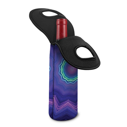 Purple And Blue Kaleidoscope Print Single Neoprene Wine Tote