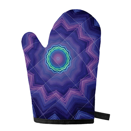 Purple And Blue Kaleidoscope Print Single Oven Mitt