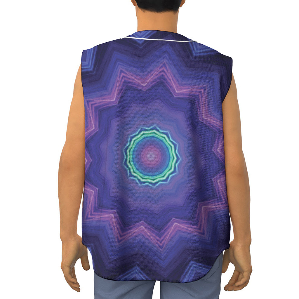 Purple And Blue Kaleidoscope Print Sleeveless Baseball Jersey