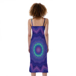 Purple And Blue Kaleidoscope Print Slim Fit Midi Cami Dress