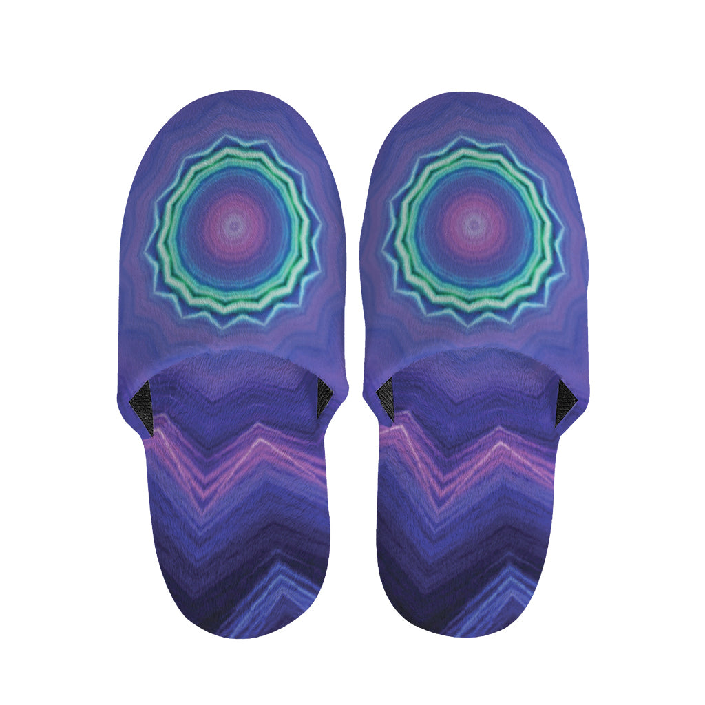 Purple And Blue Kaleidoscope Print Slippers