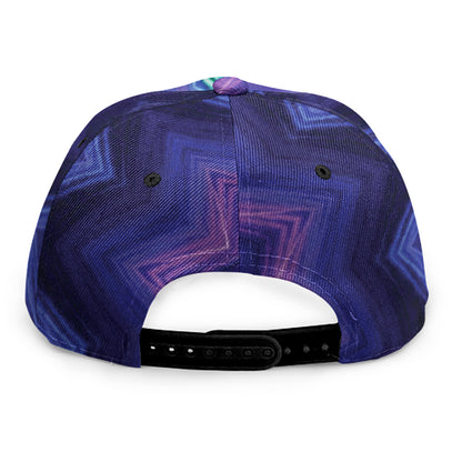 Purple And Blue Kaleidoscope Print Snapback Cap