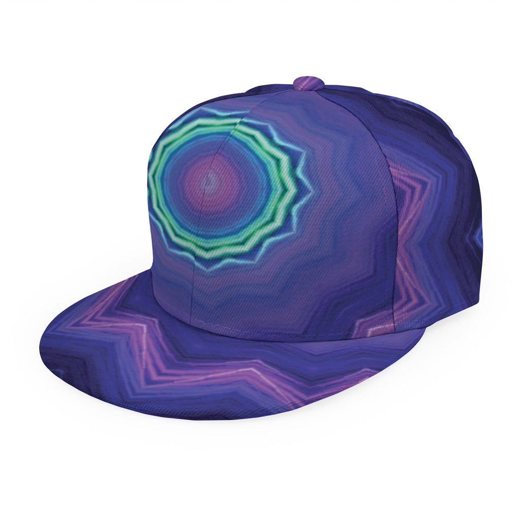 Purple And Blue Kaleidoscope Print Snapback Cap