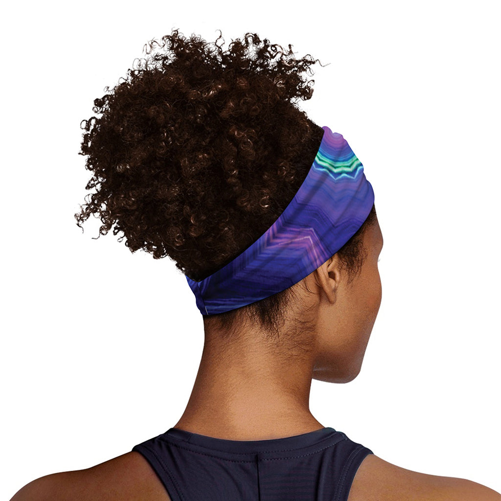 Purple And Blue Kaleidoscope Print Sports Headband