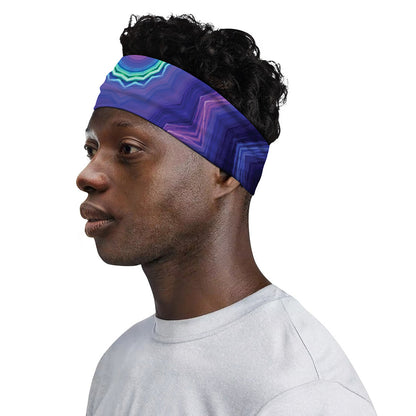 Purple And Blue Kaleidoscope Print Sports Headband
