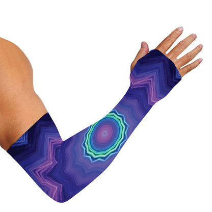 Purple And Blue Kaleidoscope Print Sun Protection Arm Sleeves