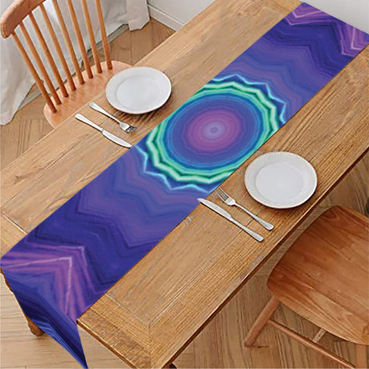 Purple And Blue Kaleidoscope Print Table Runner