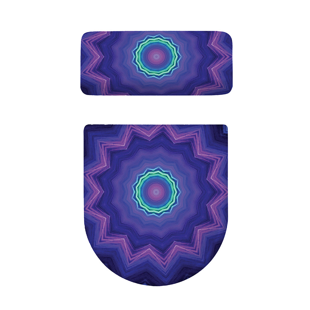 Purple And Blue Kaleidoscope Print Toilet Lid And Tank Cover Set