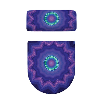 Purple And Blue Kaleidoscope Print Toilet Lid And Tank Cover Set