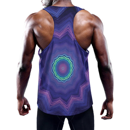 Purple And Blue Kaleidoscope Print Training Tank Top