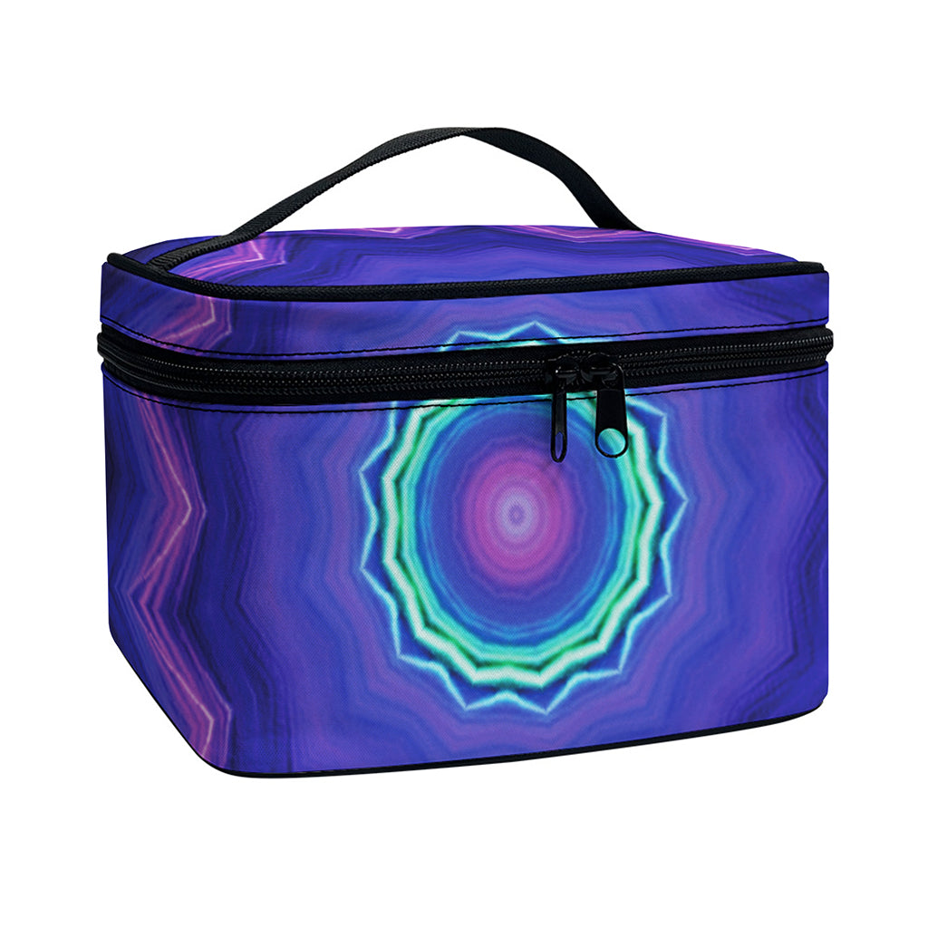 Purple And Blue Kaleidoscope Print Travel Makeup Bag