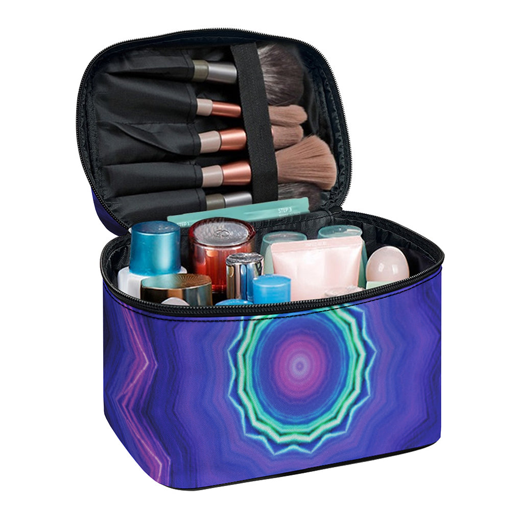 Purple And Blue Kaleidoscope Print Travel Makeup Bag