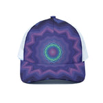 Purple And Blue Kaleidoscope Print White Mesh Trucker Cap