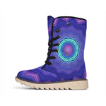 Purple And Blue Kaleidoscope Print Winter Boots
