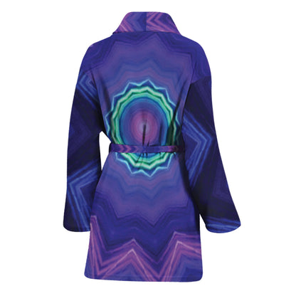 Purple And Blue Kaleidoscope Print Women's Bathrobe