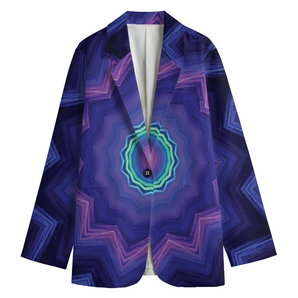 Purple And Blue Kaleidoscope Print Women's Cotton Blazer