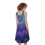 Purple And Blue Kaleidoscope Print Women's Sleeveless Dress