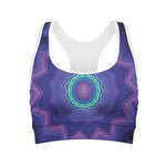 Purple And Blue Kaleidoscope Print Women's Sports Bra