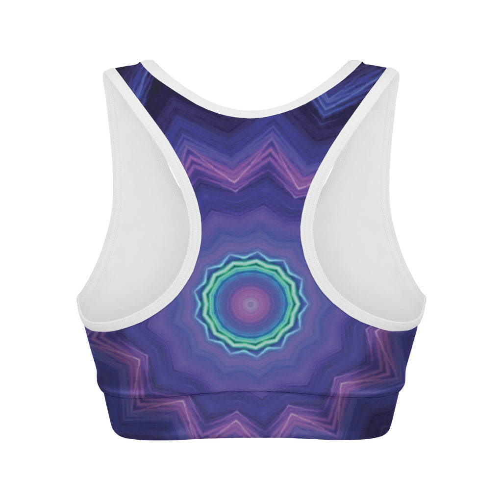 Purple And Blue Kaleidoscope Print Women's Sports Bra
