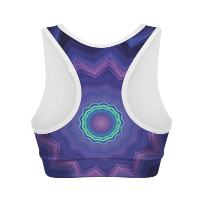 Purple And Blue Kaleidoscope Print Women's Sports Bra