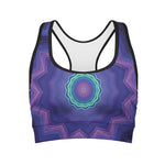 Purple And Blue Kaleidoscope Print Women's Sports Bra
